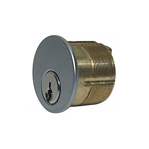 Detex 102281-7 Mortise Cylinder MC65 with Keys, Schlage “C" Keyway, 626 Brushed Chrome Finish