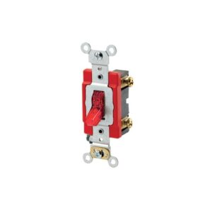Leviton 1221-7PR Toggle Switch Lighted Single Pole 20A 120/277VAC, Red