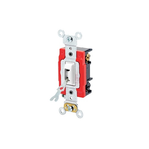 Leviton 1223-2WL 3-Way 20A Toggle Switch, 120/277VAC, White