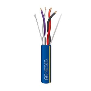 Genesis 1244106Y 22/1 Pair Shielded 18/2 General Purpose Lutron Cable, CL2, CM, Sunlight Resistant, 1000' (304.8m), Reel, Blue with Yellow Stripe