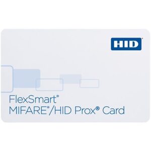 HID 1431BGGMNM FlexSmart 1431 MIFARE and Prox Combo PVC 1K Printable Smart Card, Programmed 125KHz and 13.56MHz, Glossy Front and Back, Matching Numbers, No Slot, White