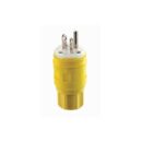 Leviton 14W48 Wetguard Plug, 2-Pole, 3-Wire, 20A, 250V, Yellow