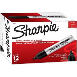 Sharpie 15001A King Size Permanent Marker, Broad Chisel Tip, Black, 12-Pack