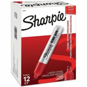 Sharpie 15002 King Size Permanent Marker, Broad Chisel Tip, Red, 12-Pack