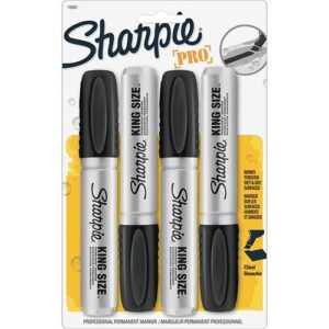 Sharpie 15661PP King Size Permanent Marker, Large Chisel Tip, 4-Pack, Black