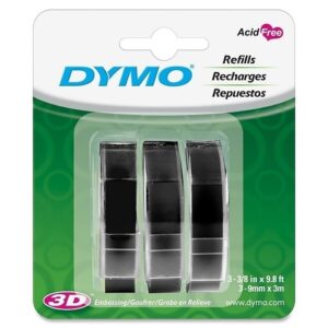 DYMO 1741670 Label Maker, 3-Pack Black Tape, 3/8" (9mm)