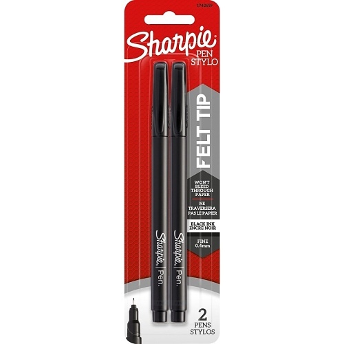 Sharpie 1742659 Fine Pen, 2-Pack, Black