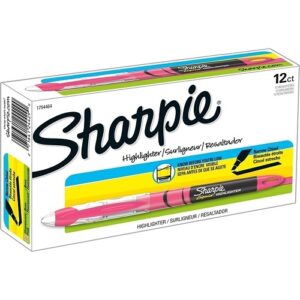 Sharpie 1754464 Liquid Pen Style Highlighters, Fluorescent Pink Ink, Chisel Tip, 12-Pack