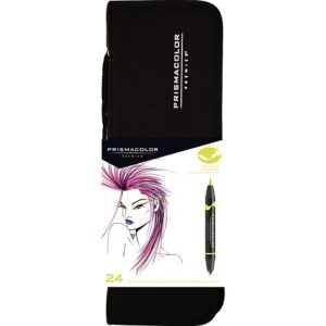 Prismacolor 1776353 Double-Ended Art Markers, Fine and Brush Tip, with Carrying Case, 24-Pack