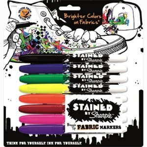 Sharpie 1779005 Stained Fabric Markers, Medium Brush Tip, Assorted Colors, 8-Pack