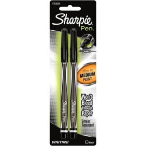 Sharpie 1783834 Pen Medium Point, 0.8mm, Black, 2-Pack