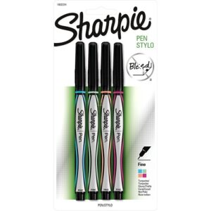 Sharpie 1802224 Pen Stylo, Fine Point, Assorted Colors, 4-Pack