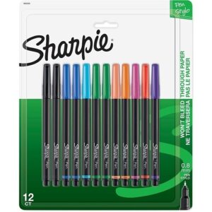 Sharpie 1802226 Pen Stylo, Fine Point, Assorted Colors, 12-Pack