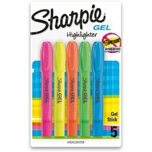 Sharpie 1803277 Gel Highlighters, Assorted Ink Colors, Bullet Tip, Assorted Barrel Colors, 5-Pack