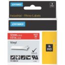 DYMO 1805416 Rhino Red Vinyl Tape, 12mm, white Text