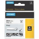 DYMO 1805430 Rhino White Vinyl Tape, 24mm, Black Text