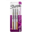 Sharpie 1823815 Metallic Permanent Markers, Gold, Silver, Bronze, 3-Pack