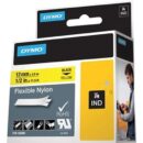 DYMO 18490 Rhino Flexible Nylon Tape, 12mm, Yellow, Black Text