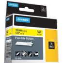 DYMO 18490 Rhino Flexible Nylon Tape, 12mm, Yellow, Black Text