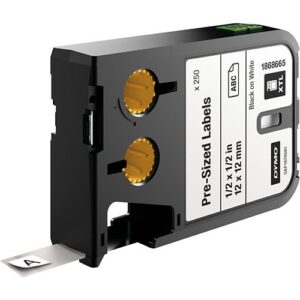 DYMO 1868665 XTL Black and White Die Tape, 0.5x0.5" (12x12 mm)