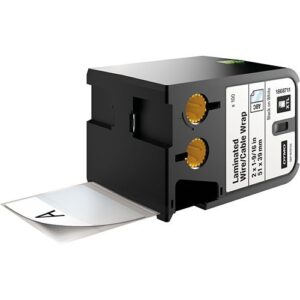 DYMO 1868711 Rhino XTL Series 2x1-9/16" Laminated Cable Wrap Pre-Sized Label, Black Text on White Label