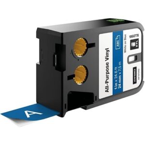 DYMO 1868778 Rhino XTL Series 1" Vinyl Tape Label, White Text on Blue Label