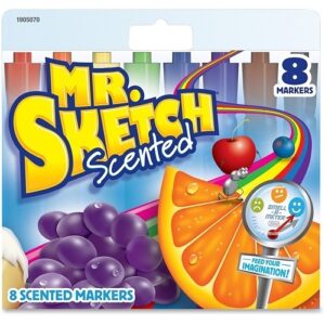 Mr. Sketch 1905070 Scented Watercolor Marker, Broad Chisel Tip, Assorted Colors, 8-Pack