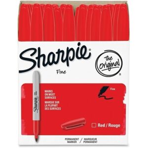 Sharpie 1920937 Permanent Markers, Fine Point, Red, 36-Pack