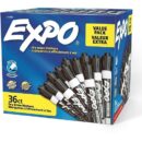 Expo 1920940 Low-Odor Dry-Erase Marker Value Pack, Broad Chisel Tip, Black, 36-Pack