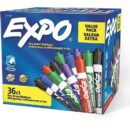 Expo 1921061 Low-Odor Dry-Erase Marker Value Pack, Broad Chisel Tip, Assorted Colors, 36-Pack