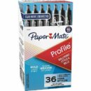 Paper Mate 1921067 Profile Ballpoint Pen Value Pack, Retractable, Bold 1.4 mm, Black Ink, Translucent Black Barrel, 36-Pack