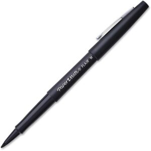 Paper Mate 1921070 Point Guard Flair Felt Tip Porous Point Pen, Stick, Medium 0.7 mm, Black Ink, Black Barrel, 36-Box
