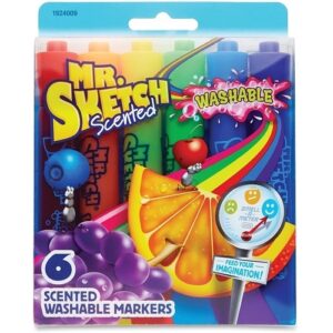 Mr. Sketch 1924009 Scented Watercolor Marker Penny Candy Set, Broad Chisel Tip, Assorted Penny Candy Colors, 6-Pack