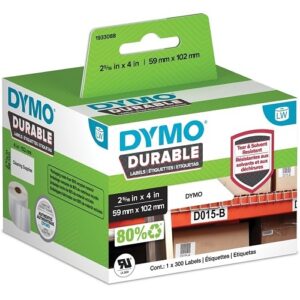 DYMO 1933088 Label Maker, LW Durable 2-5/16 X 4 (59mm X 102mm)