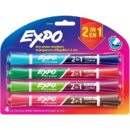 Expo 1944656 2-in-1 Dry Erase Markers, Fine/Broad Chisel Tips, Assorted Secondary Colors, 4-Pack