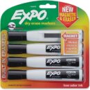 Expo 1944729 Magnetic Dry Erase Marker, Broad Chisel Tip, Black, 4-Pack