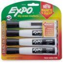 Expo 1944729K Magnetic Dry Erase Markers with Eraser, Low Odor, Chisel Tip, Black, 4-Pack