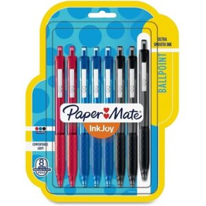 Paper Mate 1945918 InkJoy 300RT Retractable Ballpoint Pens, Medium Point, 1mm, Black,Red and Blue Ink, 8-Pack