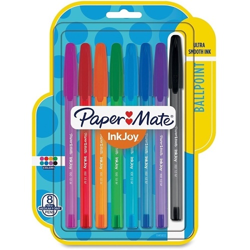 Paper Mate 1945932 InkJoy 100RT Ballpoint Pen, Stick, Medium 1 mm, Assorted Ink and Barrel Colors, 8-Pack