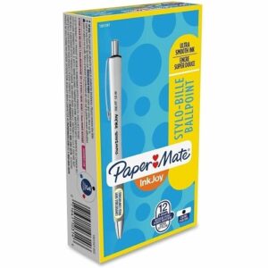 Paper Mate 1951347 InkJoy 700RT Ballpoint Pen, Retractable, Medium 1 mm, Black Ink, White/Gray Barrel, 12-Pack