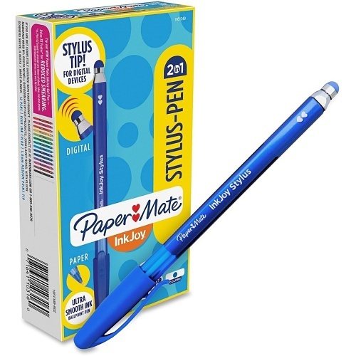 Paper Mate 1951349 InkJoy 2 in 1 Stylus Ballpoint Pens, Medium Point, Blue, 12-Pack