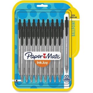 Paper Mate 1951395 InkJoy 100 RT Retractable Ballpoint Pen, Medium Point, Black, 20-Pack