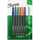 Sharpie 1976527 Permanent Marker Pen, Fine Point, 0.4 mm, Assorted Ink and Barrel Colors, 6-Pack