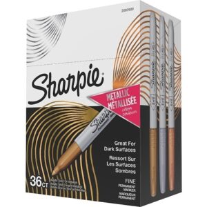 Sharpie 2003900 Industrial Permanent Markers, Fine Point, Metallic Assorted Colors, 36-Pack