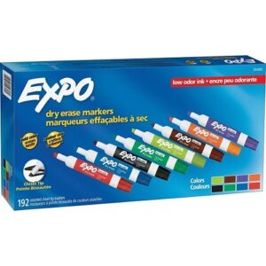 Expo 2003995 Low-Odor Dry Erase Marker Office Value Pack, Broad Chisel Tip, Assorted Colors, 192-Pack