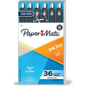 Paper Mate 2003996 InkJoy Retractable Gel Pens, Medium Point, 0.7mm, Black, 36-Pack