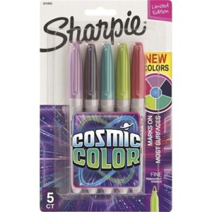 Sharpie 2010953 Permanent Markers, Assorted Cosmic Color, Fine Point, 5-Pack