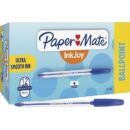 Paper Mate 2013155 InkJoy 50ST Ballpoint Pen, Stick, Medium, 1 mm, Blue Ink, Clear Barrel, 12-Pack