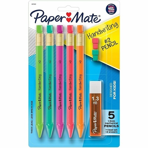 Paper Mate 2017483 Handwriting Triangular Mechanical Pencil Set, 5-Pack