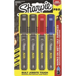 Sharpie 2018324 PRO Permanent Markers, Fine Point, 4-Pack, Black, Blue and Red
